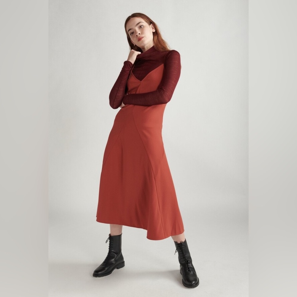 Thakoon Midi Slip Dress in Rust